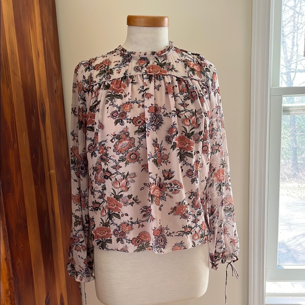 Aritzia WILFRED XXS Floral Blouse with wrist ties